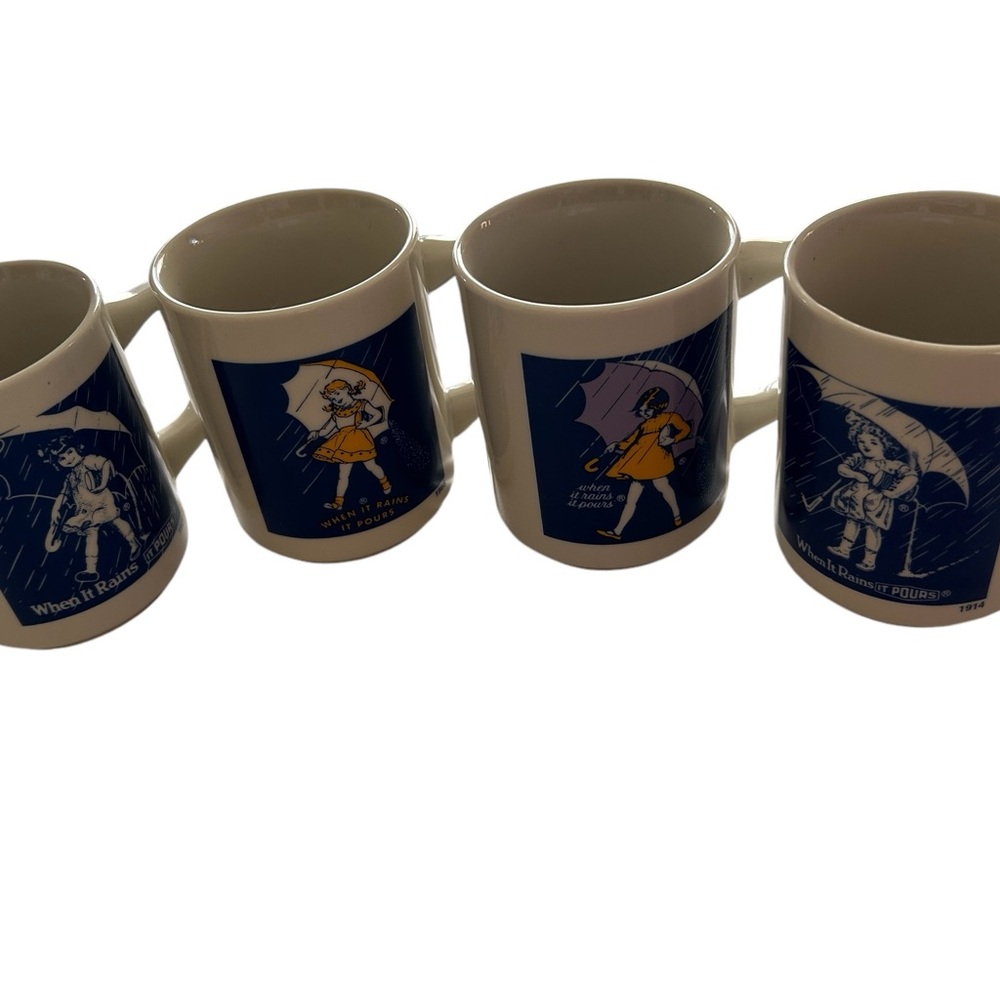 Vintage When it Rains It Pours Morton Salt Girl 1914 1921 1956 1968 Coffee Mugs - Picture 10 of 13